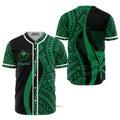 Hawaiian Kanaka Maoli Green Tribal Pattern Baseball Jersey S-5XL