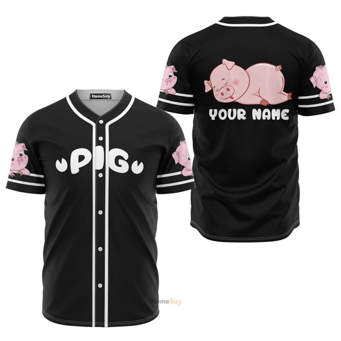 Custom Name Love Cute Pig Personalized Baseball Jersey S-5XL