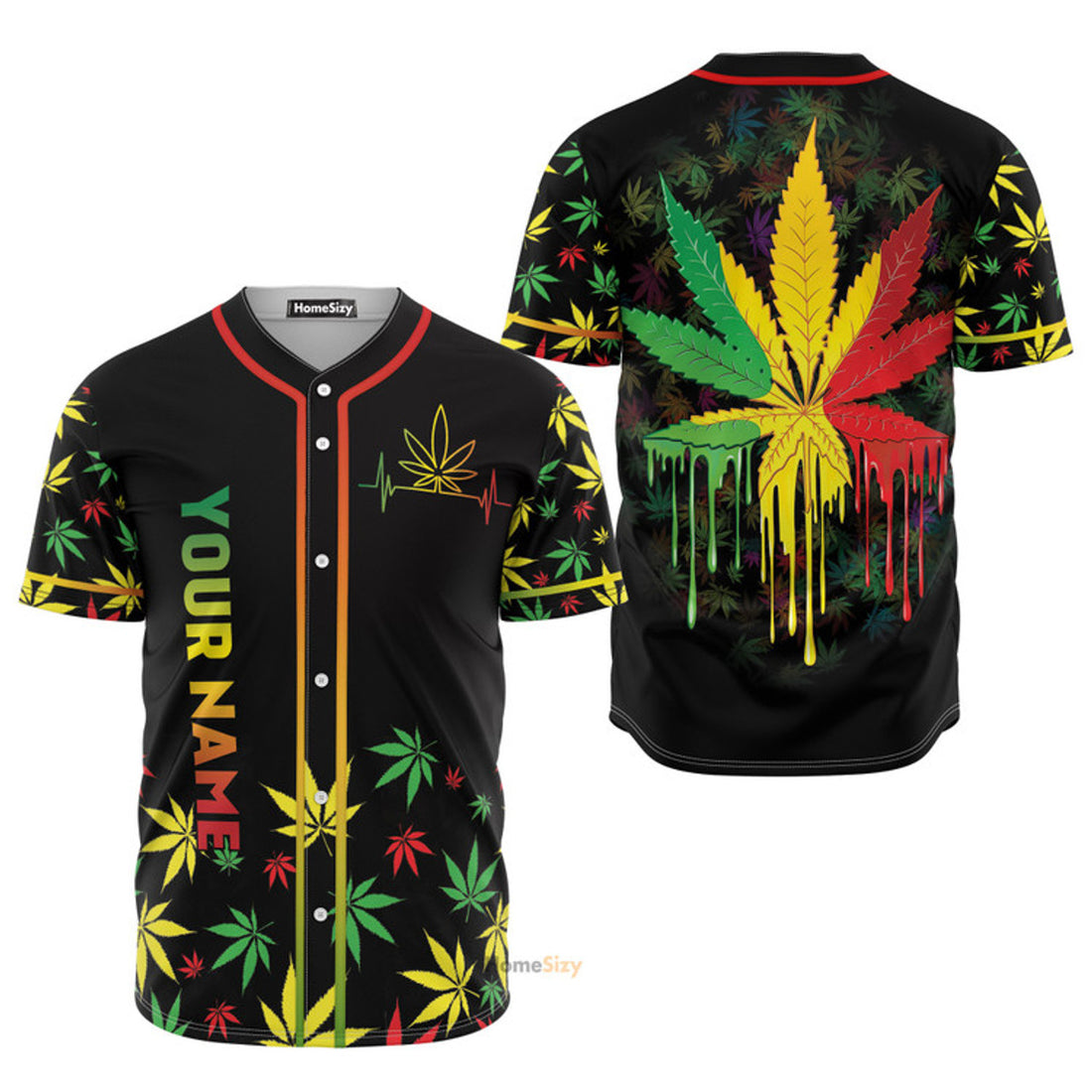 Custom Name Three Colors Weed - Personalized Baseball Jersey