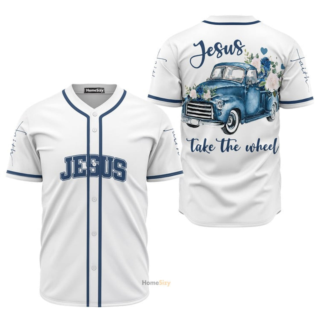 Jesus Takes The Wheel Baseball Jersey S-5XL