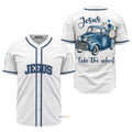 Jesus Takes The Wheel Baseball Jersey S-5XL