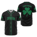 Custom Name Irish Black Green Baseball Jersey S-5XL