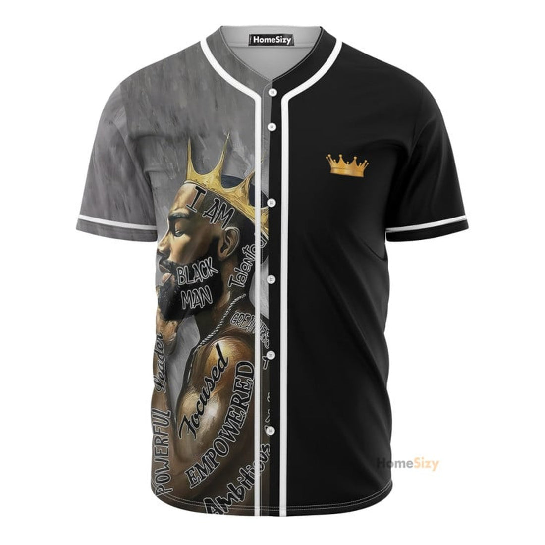 Black Man Black King Personalized Baseball Jersey S-5XL