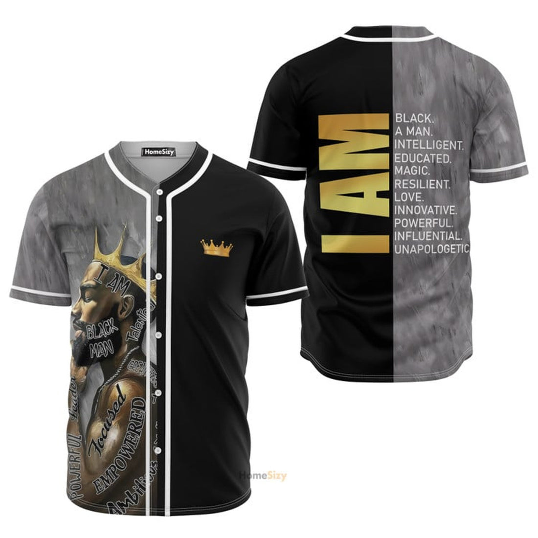 Black Man Black King Personalized Baseball Jersey S-5XL