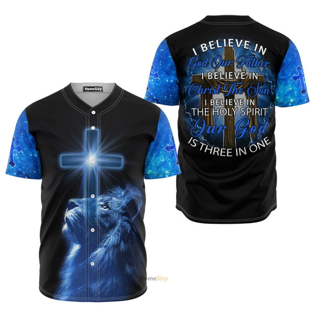 Believe Jesus Blue Lion Baseball Jersey S-5XL