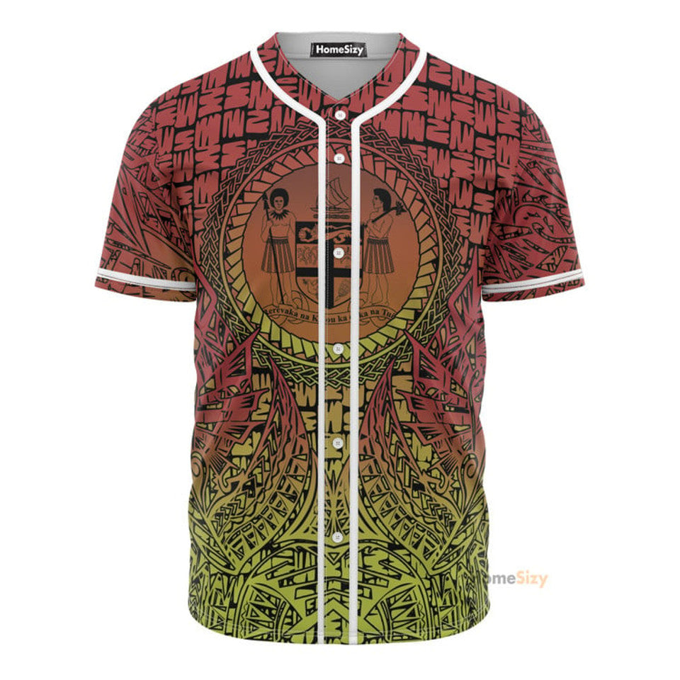 Fiji Polynesian Circle Pattern Baseball Jersey S-5XL