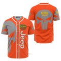 Custom Name Orange Jeep Skull Baseball Jersey S-5XL