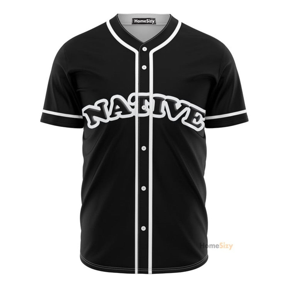 Chief Native American Black and White Baseball Jersey S-5XL
