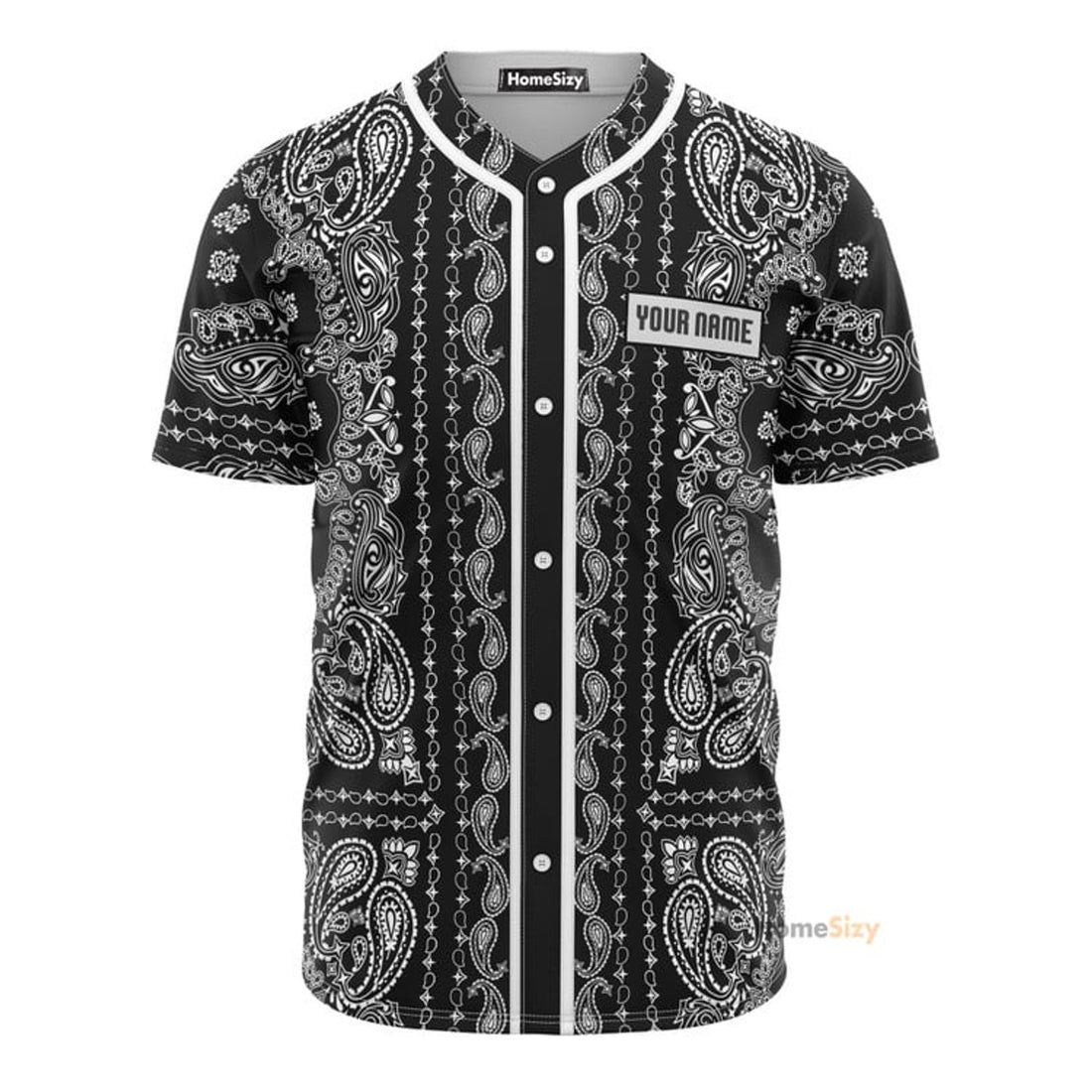 Personalized Bandana Pattern Black White Baseball Jersey S-5XL