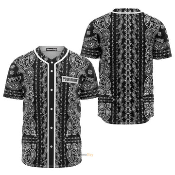 Personalized Bandana Pattern Black White Baseball Jersey S-5XL