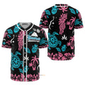Hawaiian Coconut Palm Turtle Hibiscus Baseball Jersey S-5XL