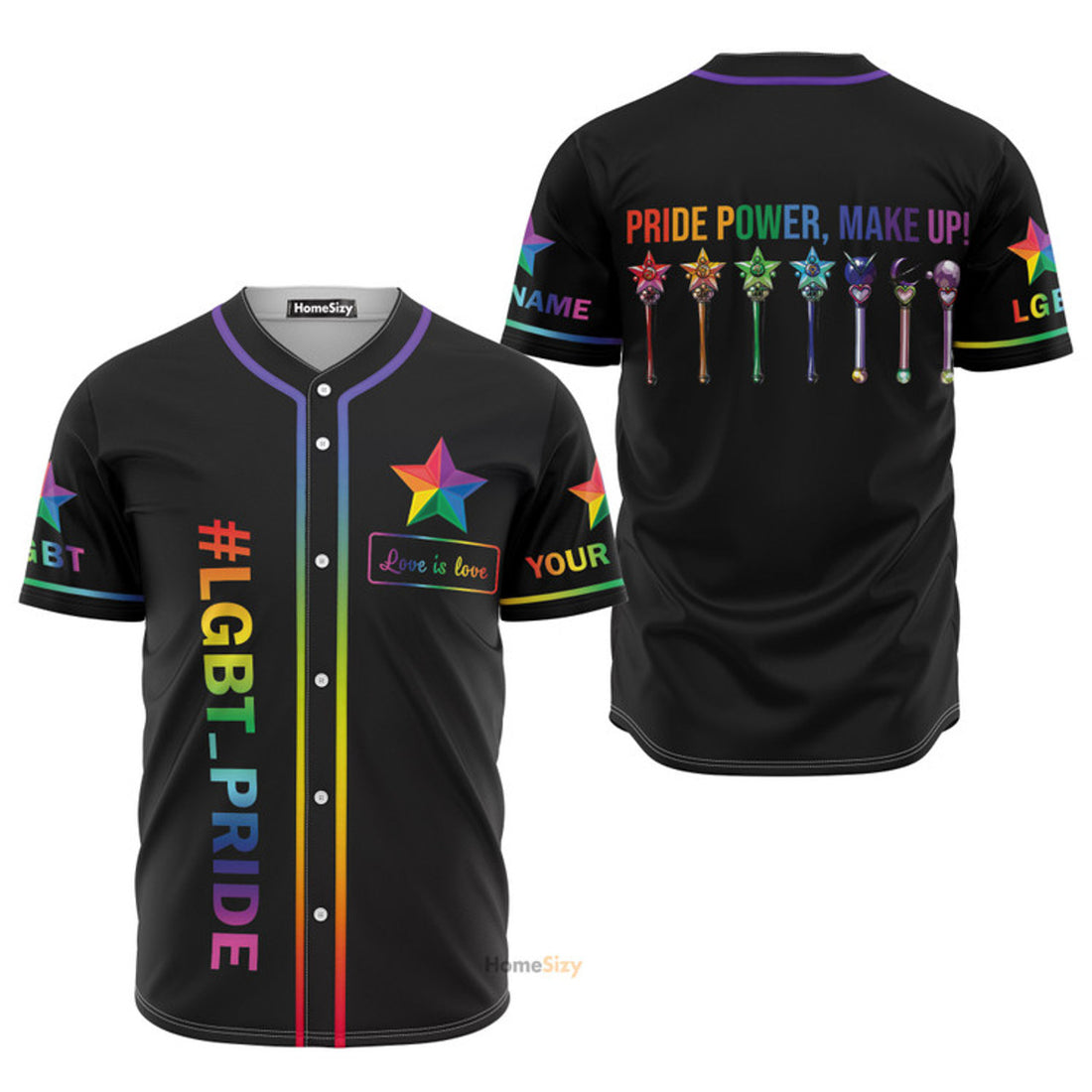 Custom Name LGBT Pride Power Personalized Baseball Jersey S-5XL