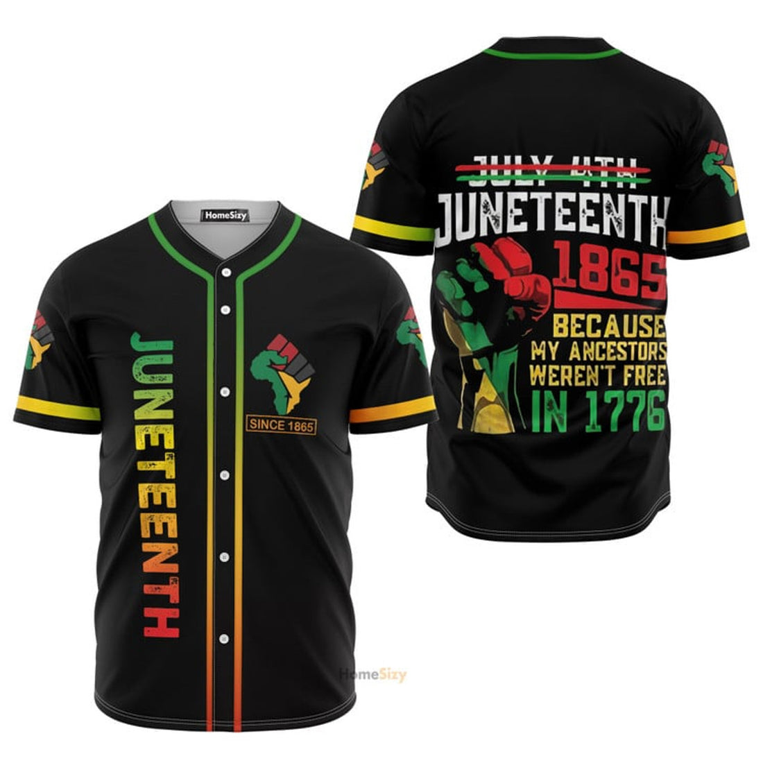 Juneteenth Since 1865 Because My Ancestors Weren't 1776 Baseball Jersey S-5XL