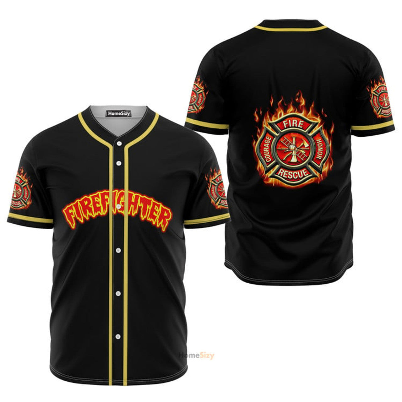 Firefighter Love Personalized Baseball Jersey S-5XL