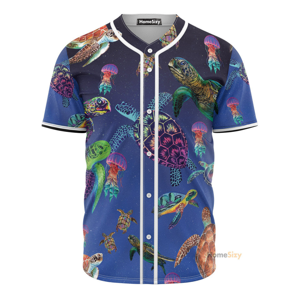 Sea Turtle Glowing Baseball Jersey S-5XL