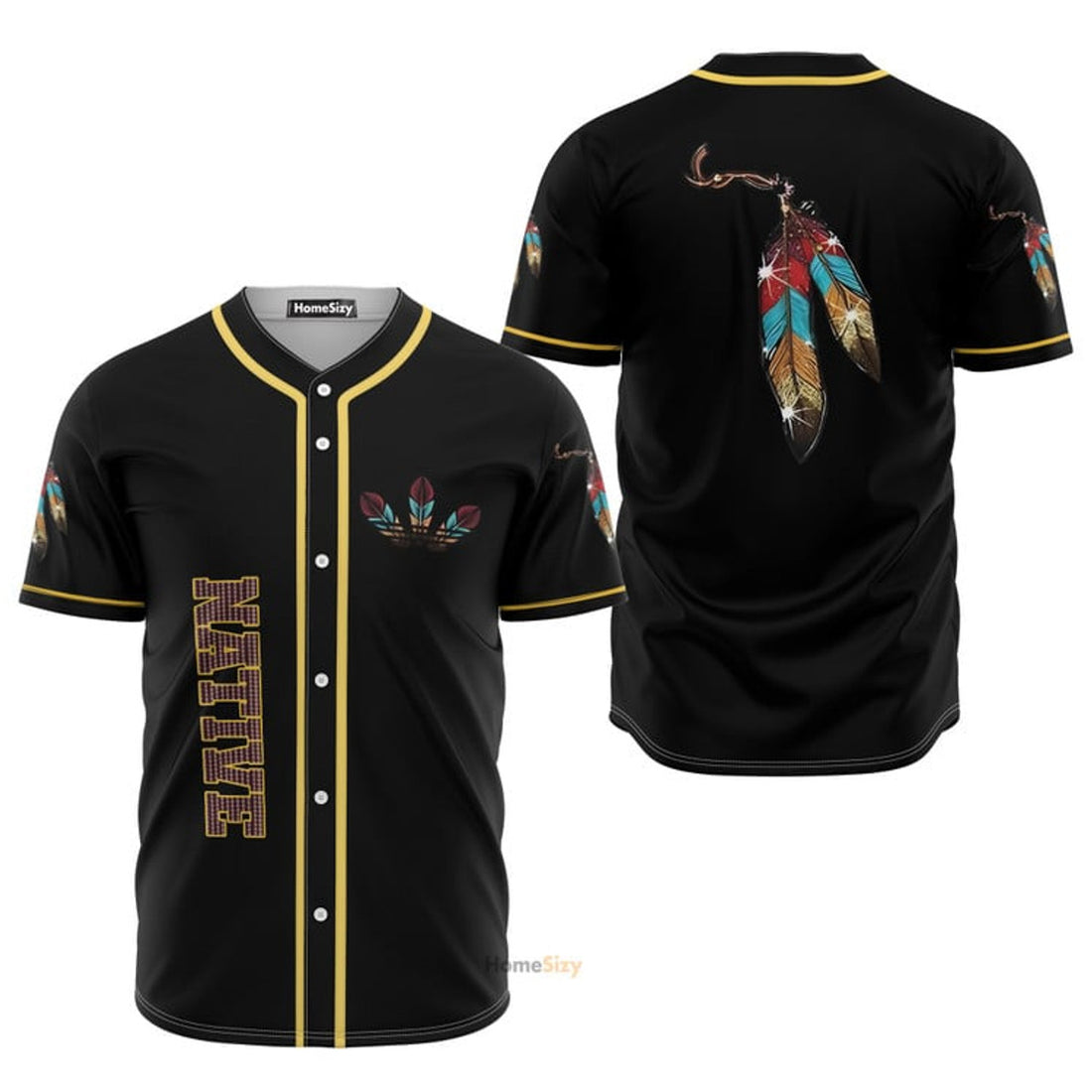 Native Feather Colorful Personalized Baseball Jersey S-5XL