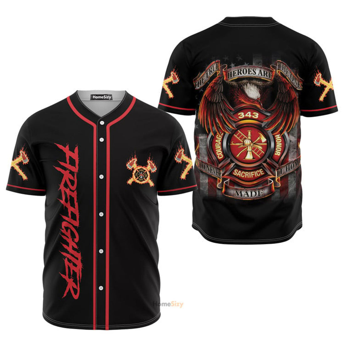 The True Heroes Firefighters Baseball Jersey S-5XL