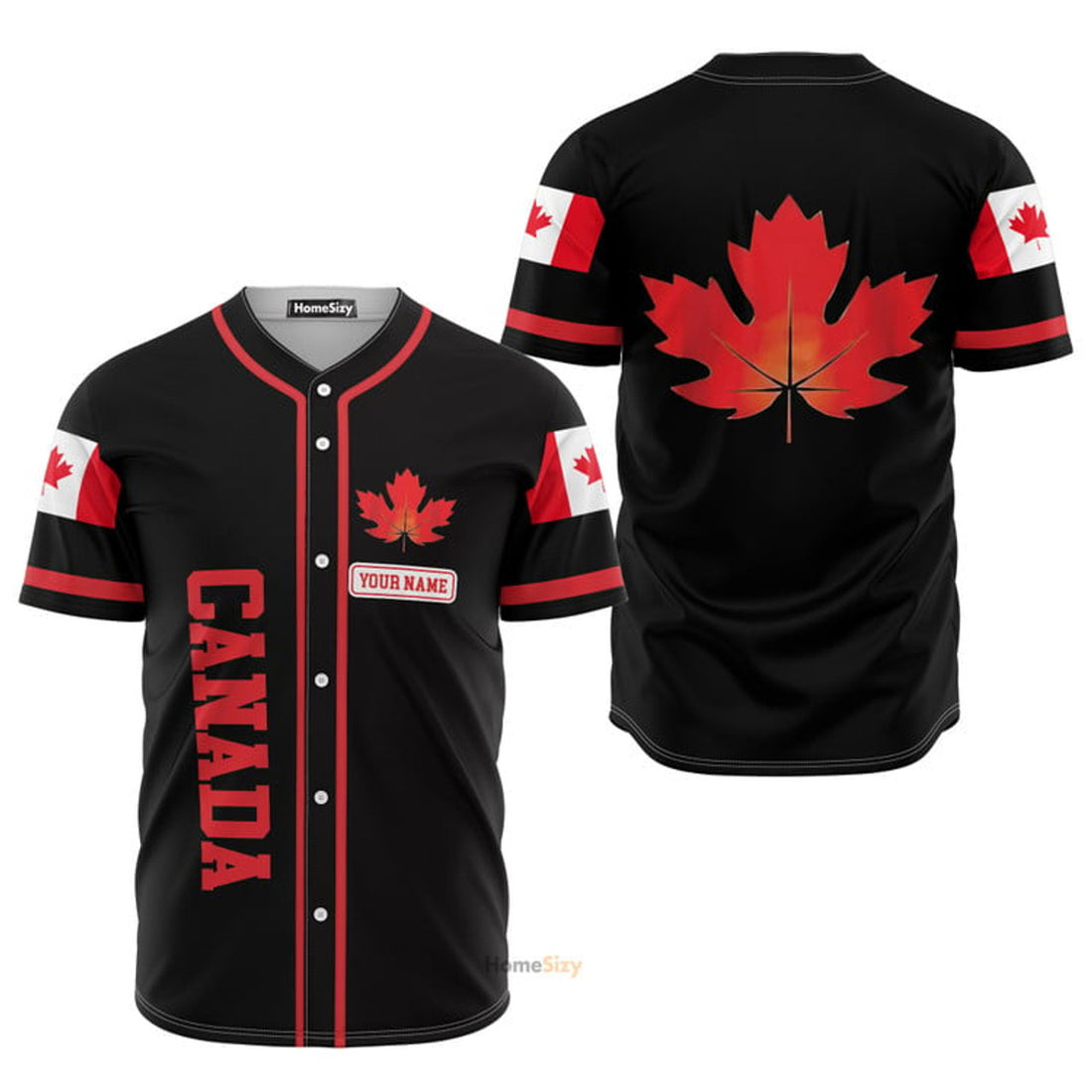 Custom Name Canada Red Maple Leaf Personalized Baseball Jersey S-5XL