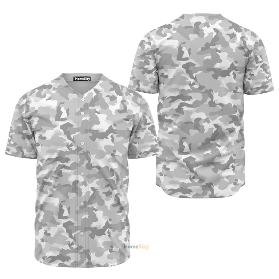 White Snow Camouflage Baseball Jersey S-5XL