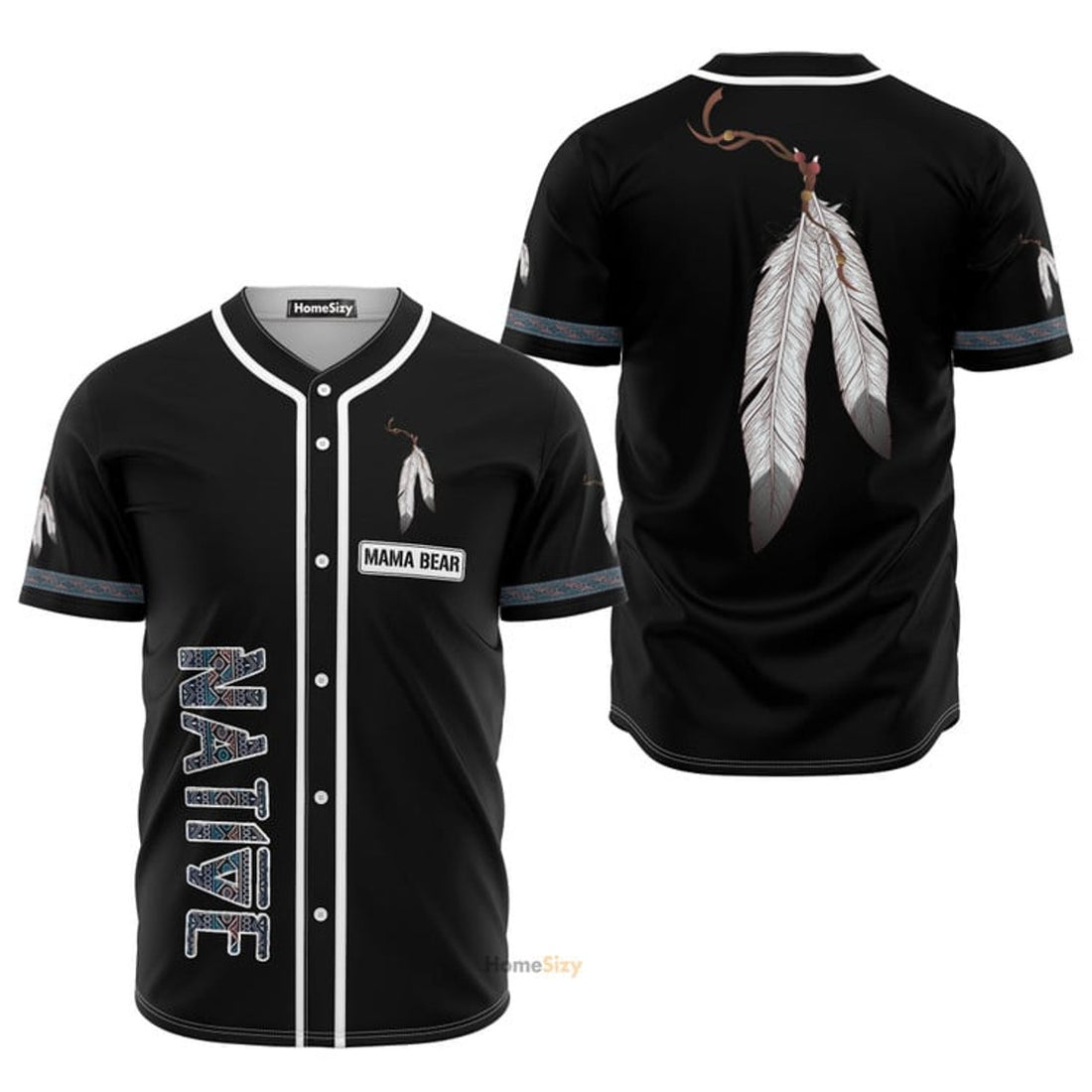 Personalized Baseball Jersey Native American Feathers Baseball Jersey S-5XL