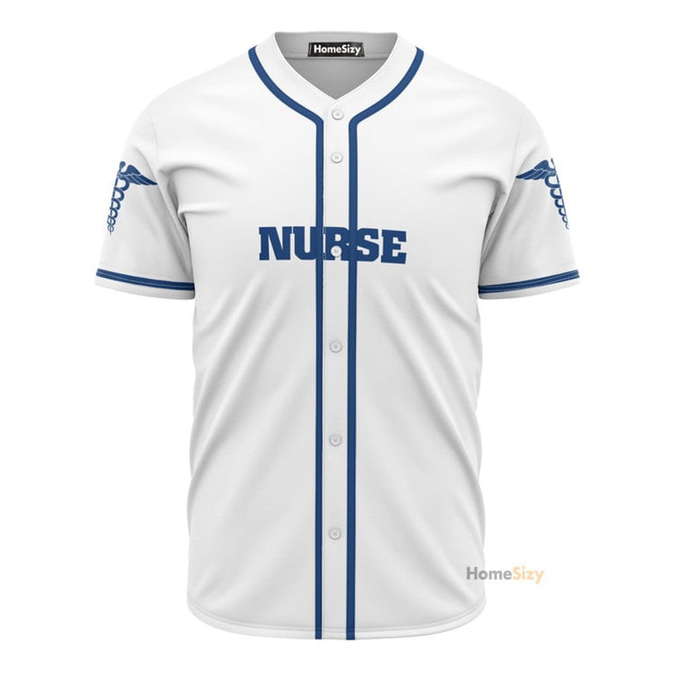 Custom Nurse Blue and White Baseball Jersey S-5XL