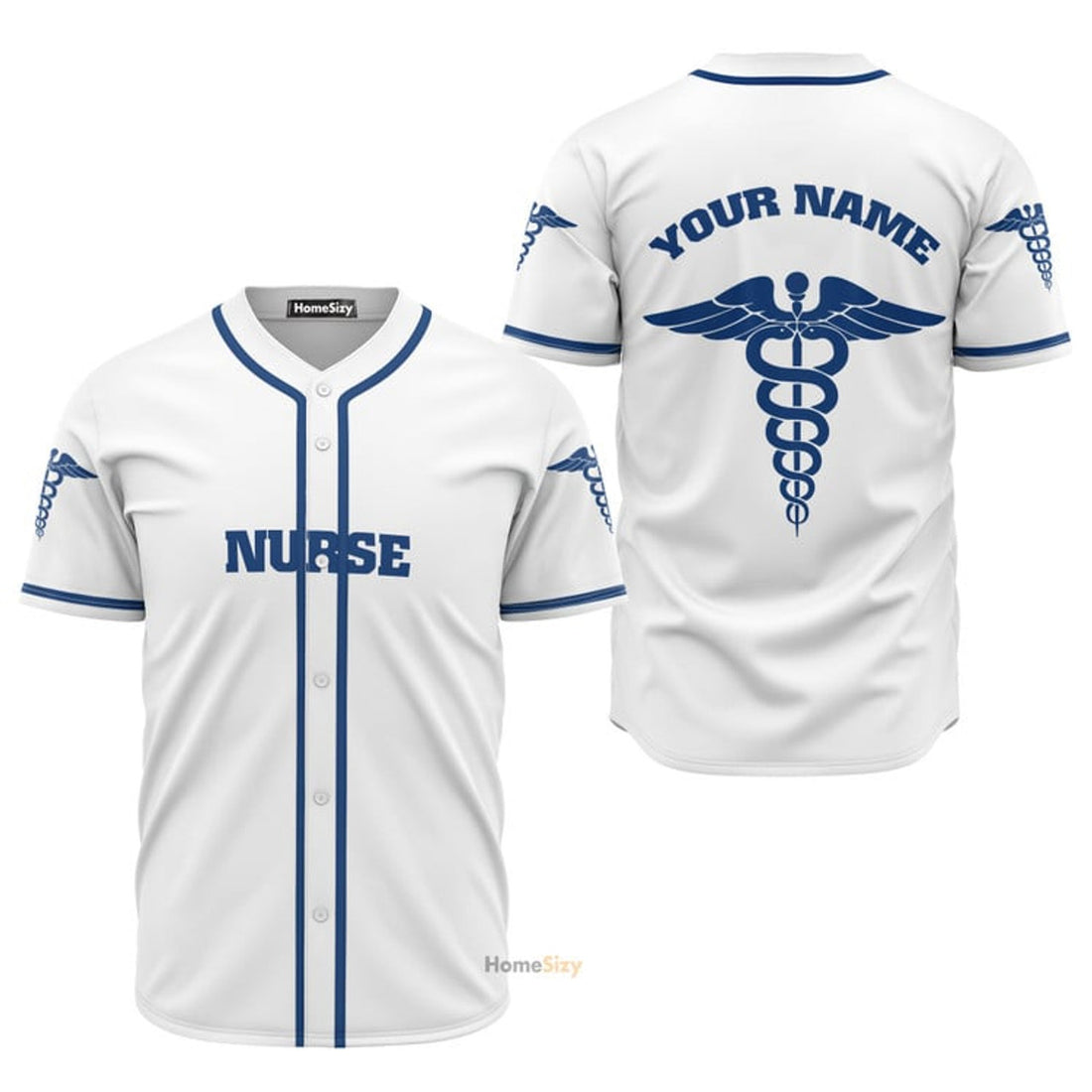 Custom Nurse Blue and White Baseball Jersey S-5XL