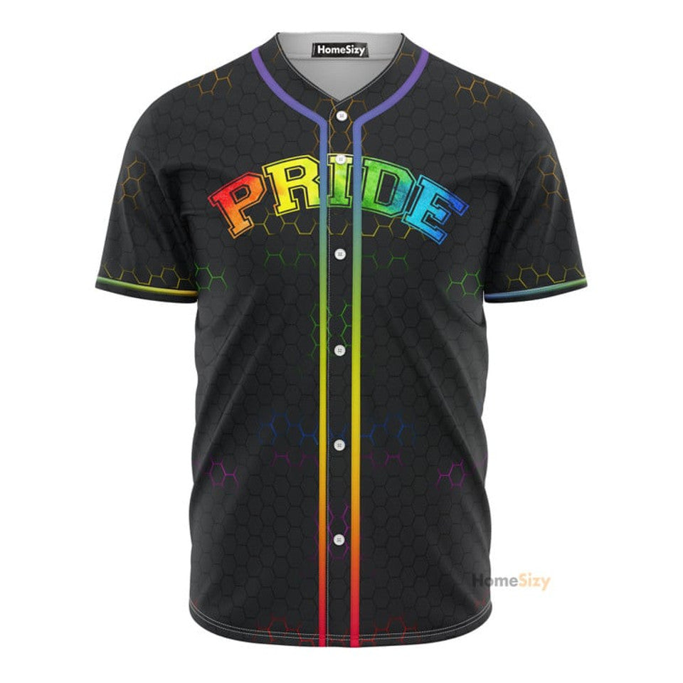LGBT Pride Hexagon Pattern Baseball Jersey S-5XL