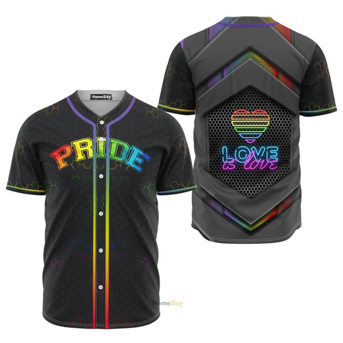 LGBT Pride Hexagon Pattern Baseball Jersey S-5XL