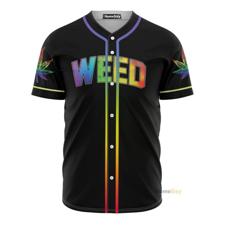 LGBT Love Is Love Weed Neon Rainbow Baseball Jersey S-5XL