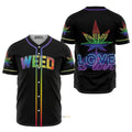 LGBT Love Is Love Weed Neon Rainbow Baseball Jersey S-5XL