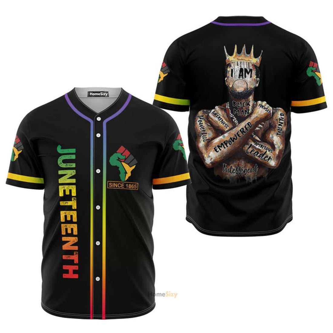 Juneteenth Since 1865 Black King Baseball Jersey S-5XL