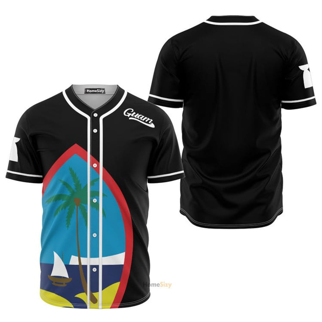 Guam Seal Black Baseball Jersey S-5XL
