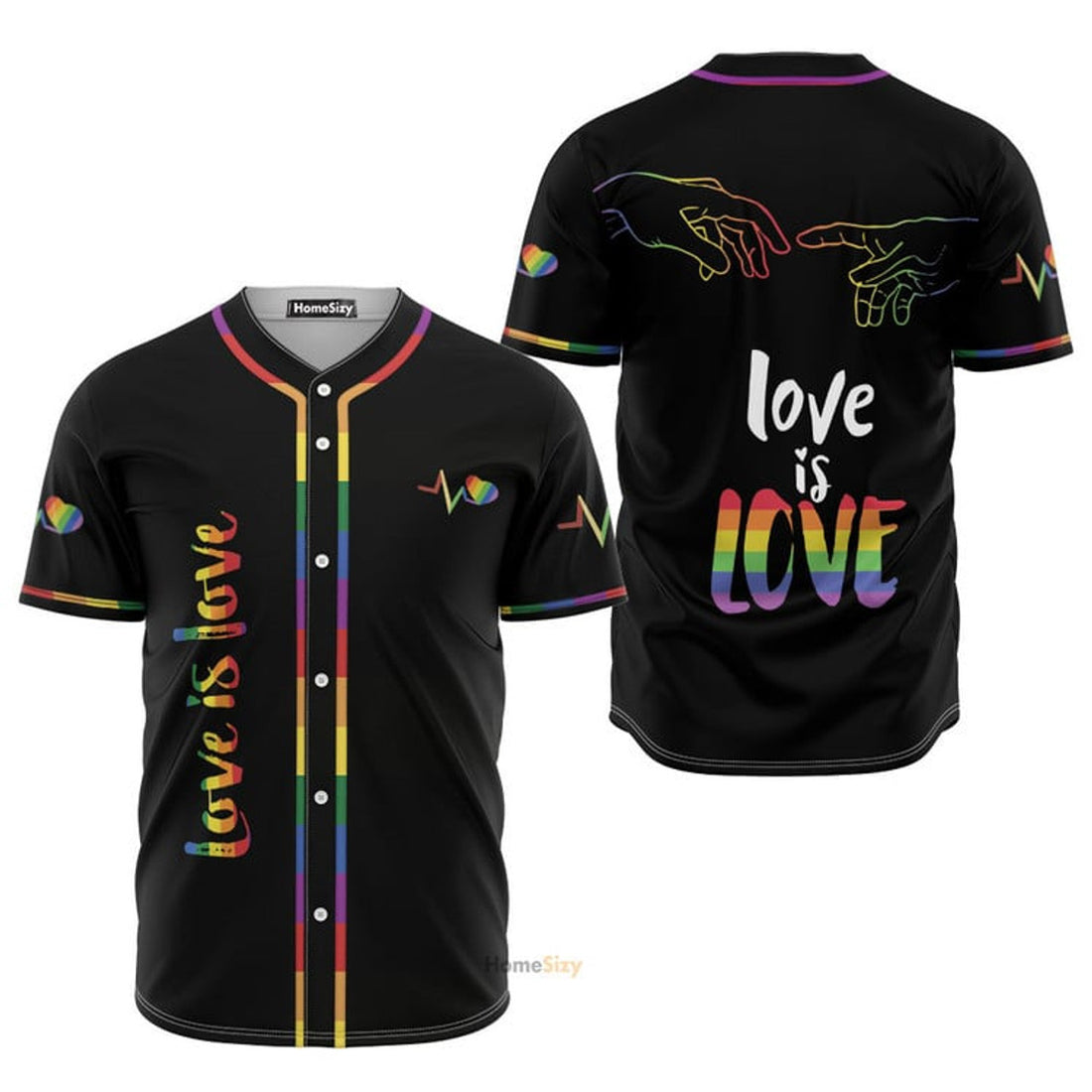 Love Is Love Heart Beats Pride Baseball Jersey S-5XL