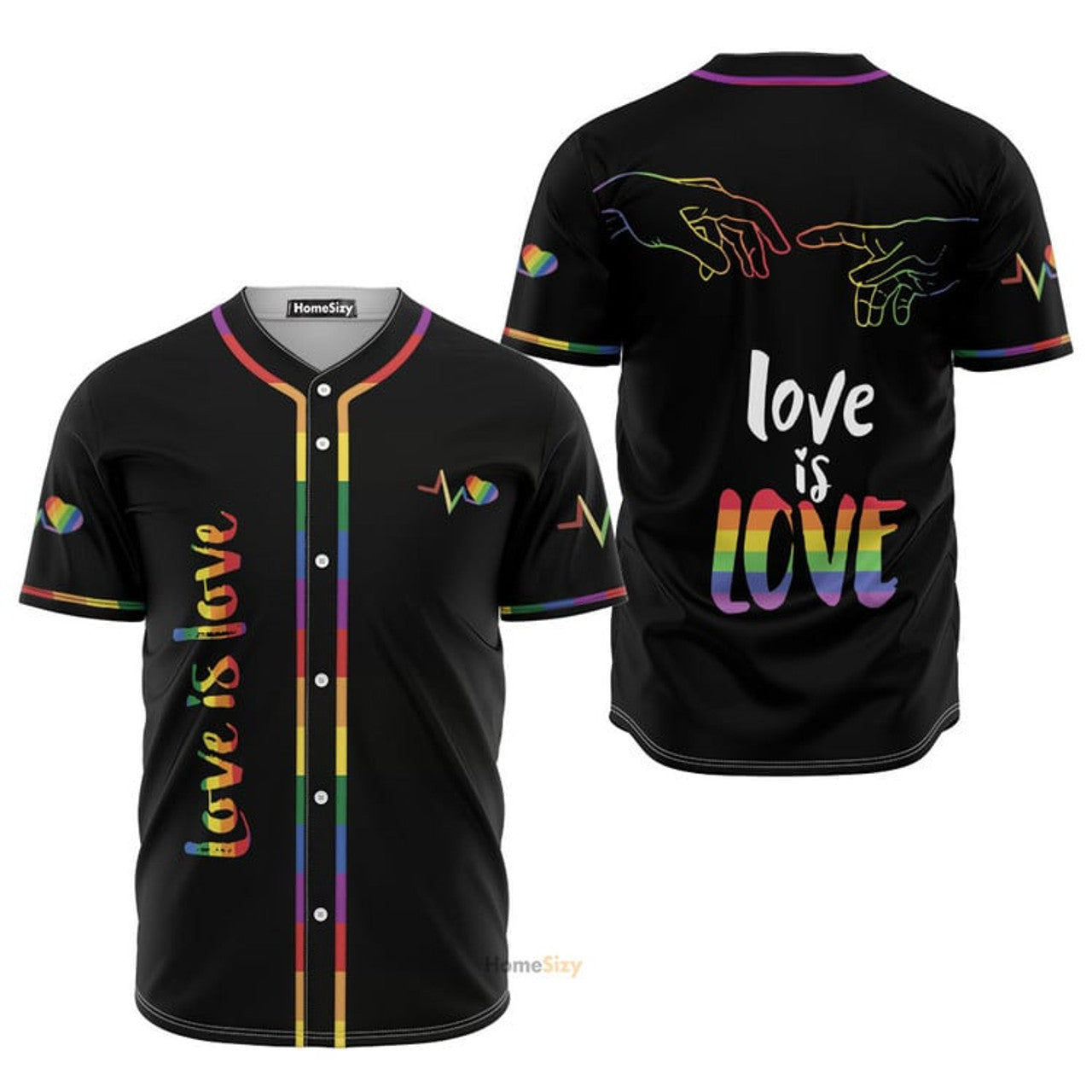 Love Is Love Heart Beats Pride Baseball Jersey S-5XL