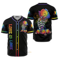 LGBT Love Is Love Skull and Flowers Baseball Jersey S-5XL