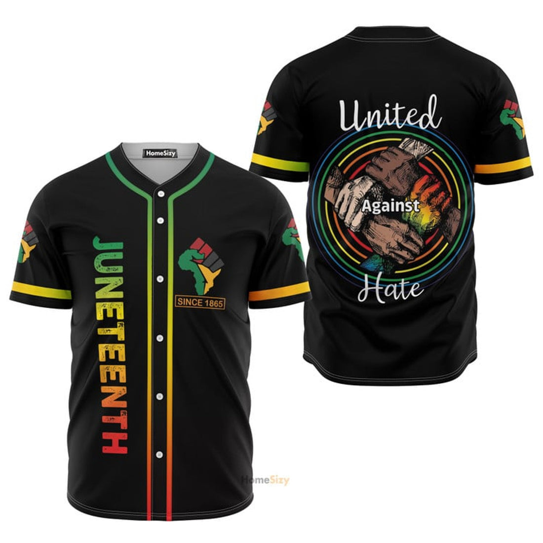 Juneteenth Since 1865 United Against Hate Baseball Jersey S-5XL