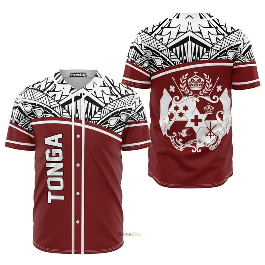 Tonga Polynesian Red Curve Baseball Jersey S-5XL
