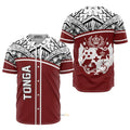 Tonga Polynesian Red Curve Baseball Jersey S-5XL