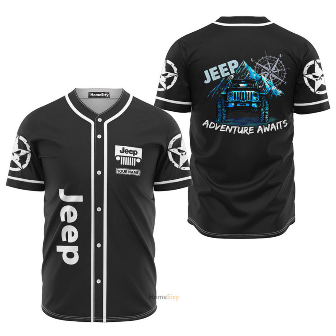 Personalized Jeep Adventure Black Baseball Jersey S-5XL