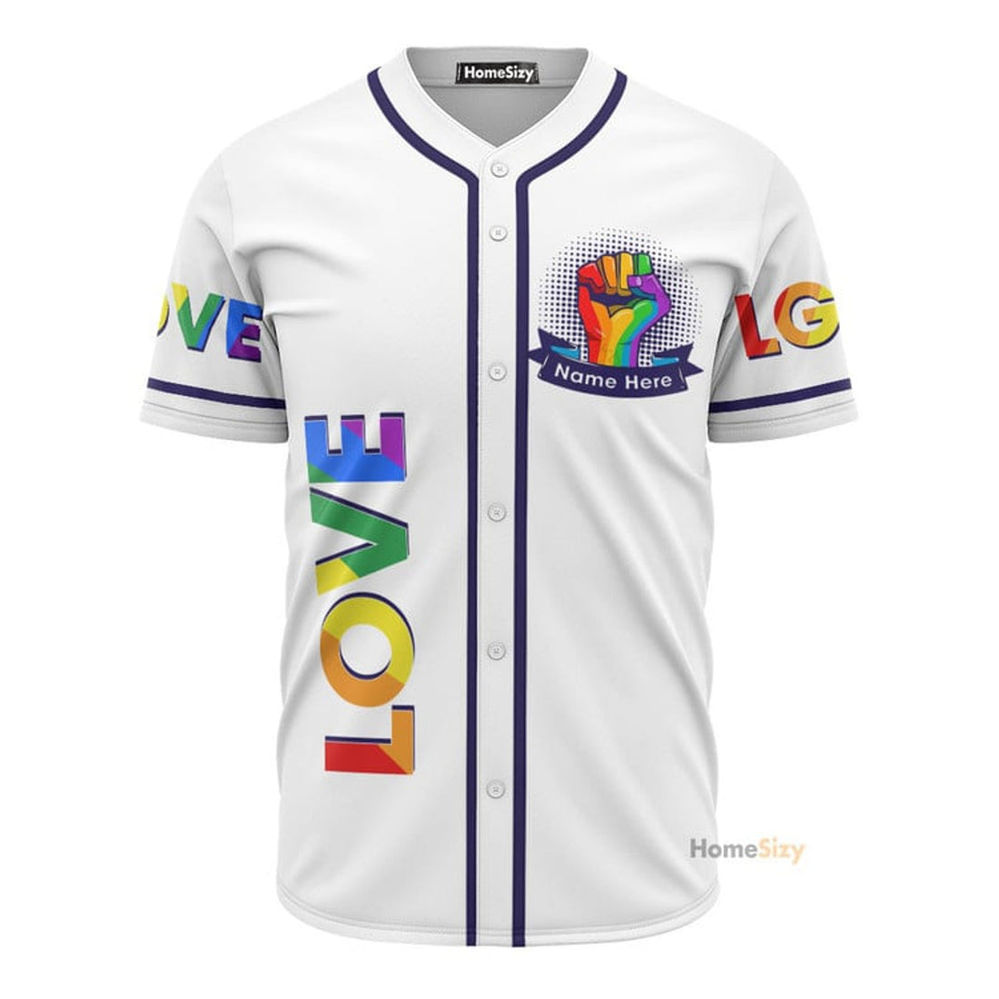 Custom Name LGBT Love White Personalized Baseball Jersey S-5XL