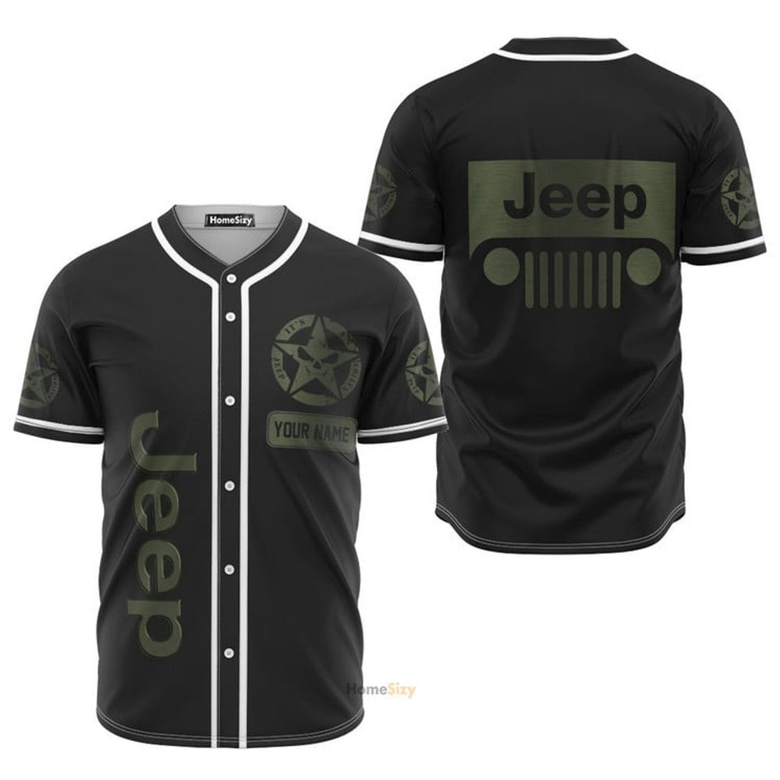 Custom Name Black Jeep Personalized Baseball Jersey S-5XL