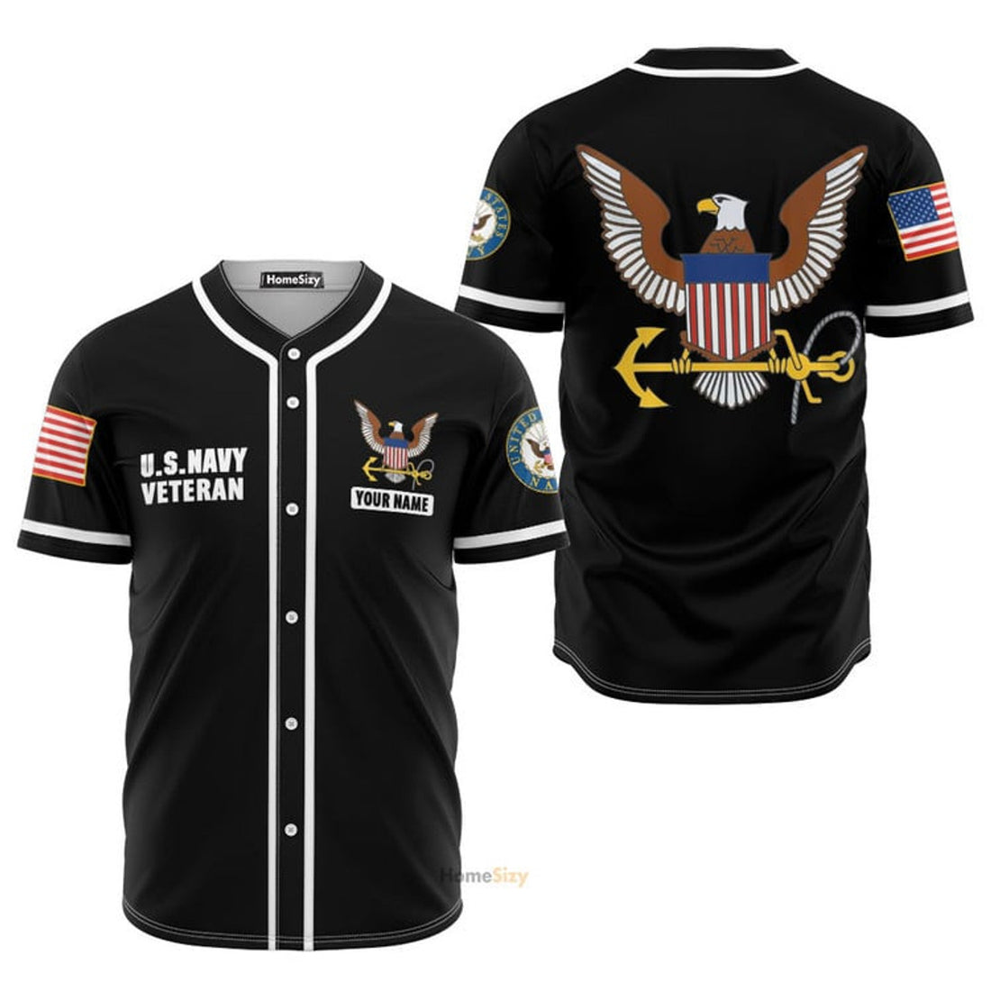 Custom Name US Navy Veteran Baseball Jersey S-5XL
