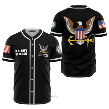 Custom Name US Navy Veteran Baseball Jersey S-5XL
