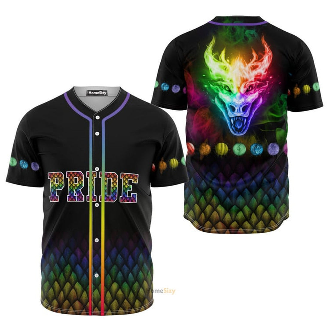 LGBT Pride Rainbow Dragon Baseball Jersey S-5XL