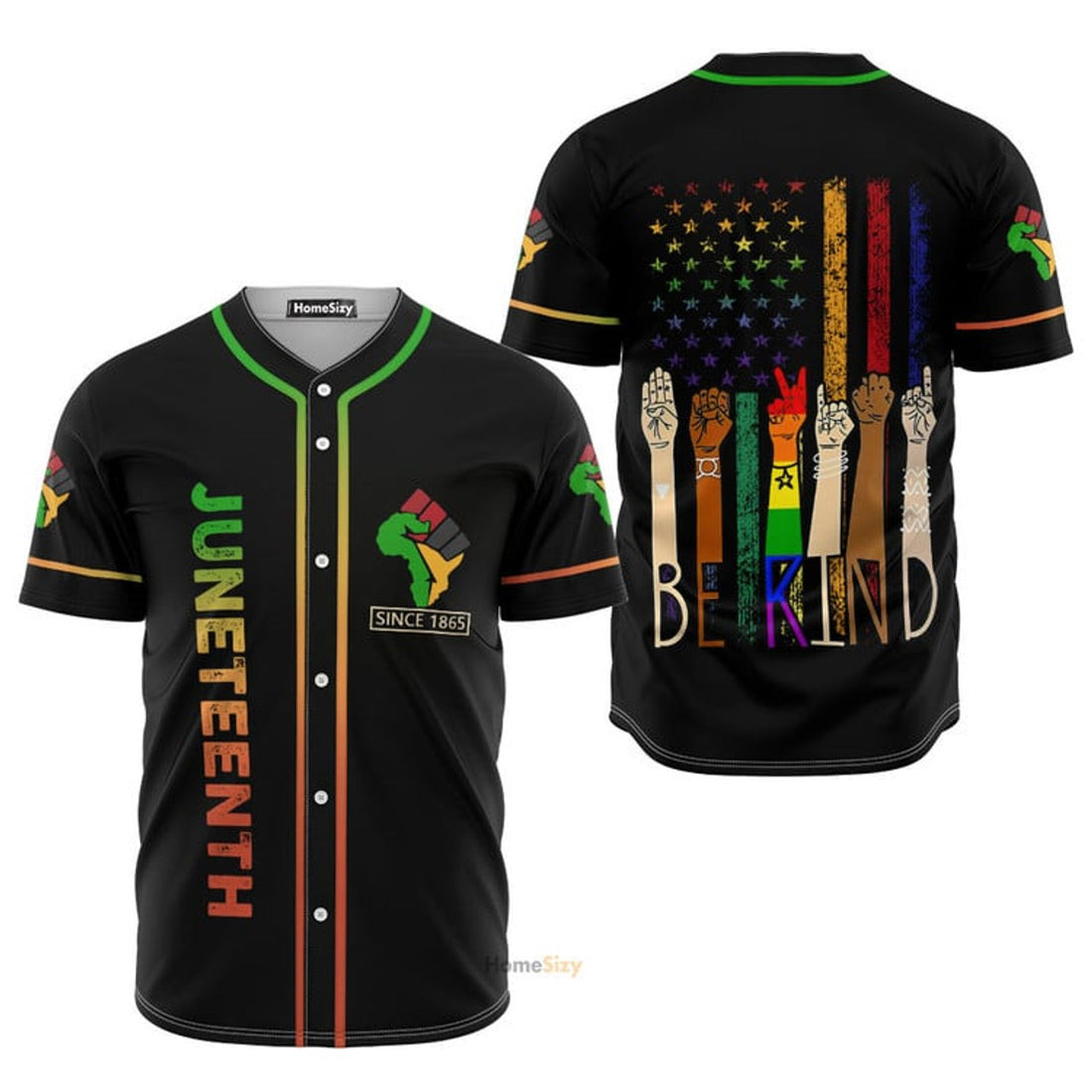 Juneteenth Since 1865 Be Kind Baseball Jersey S-5XL