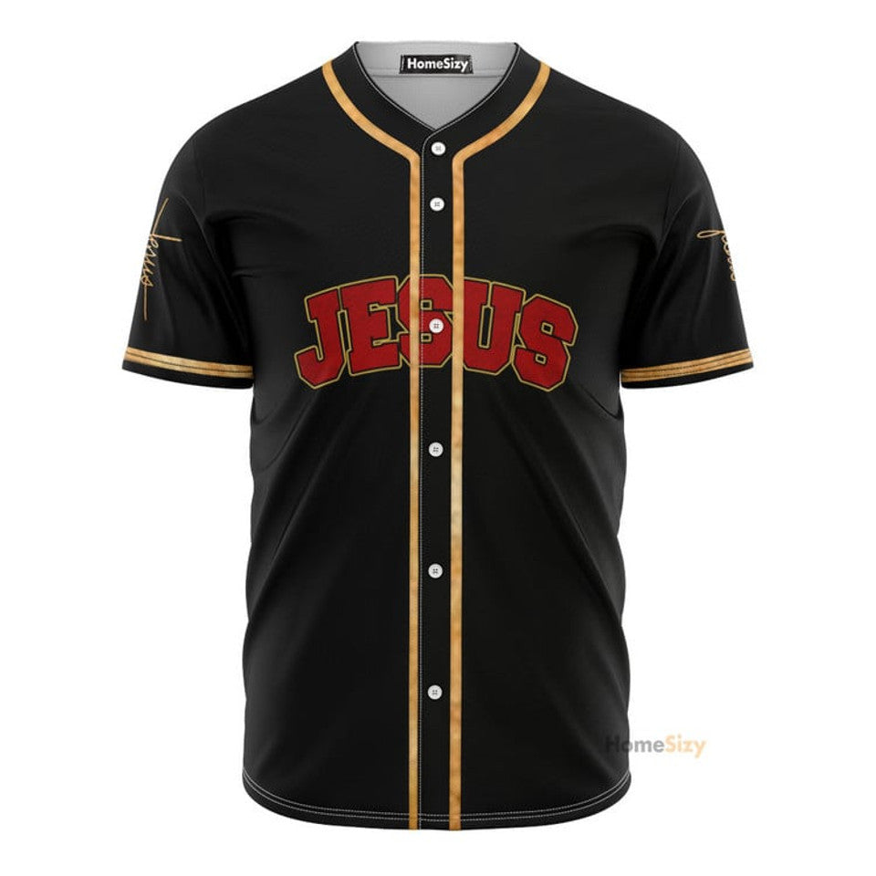 Jesus Red And Golden Baseball Jersey S-5XL