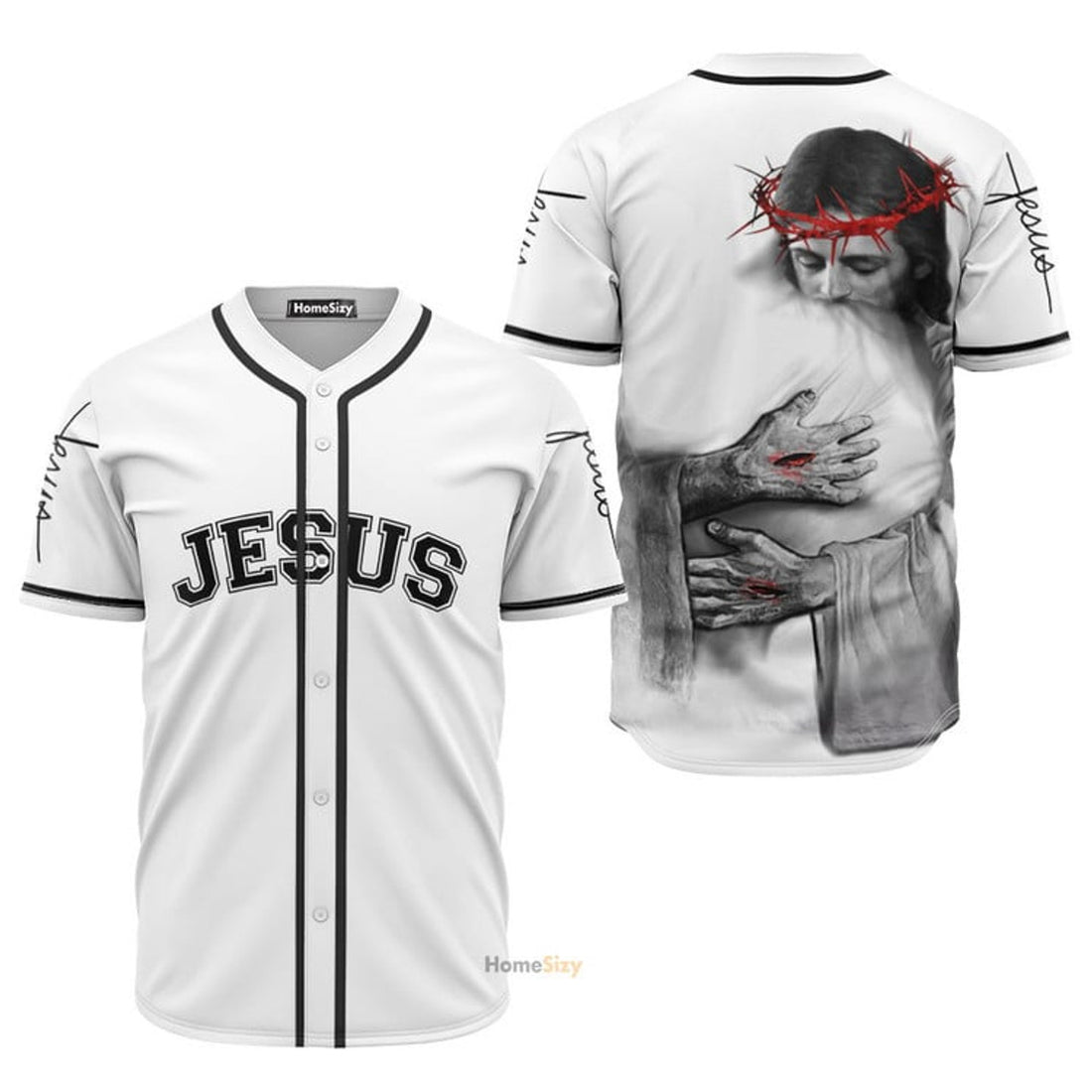 Jesus Hug White Baseball Jersey S-5XL
