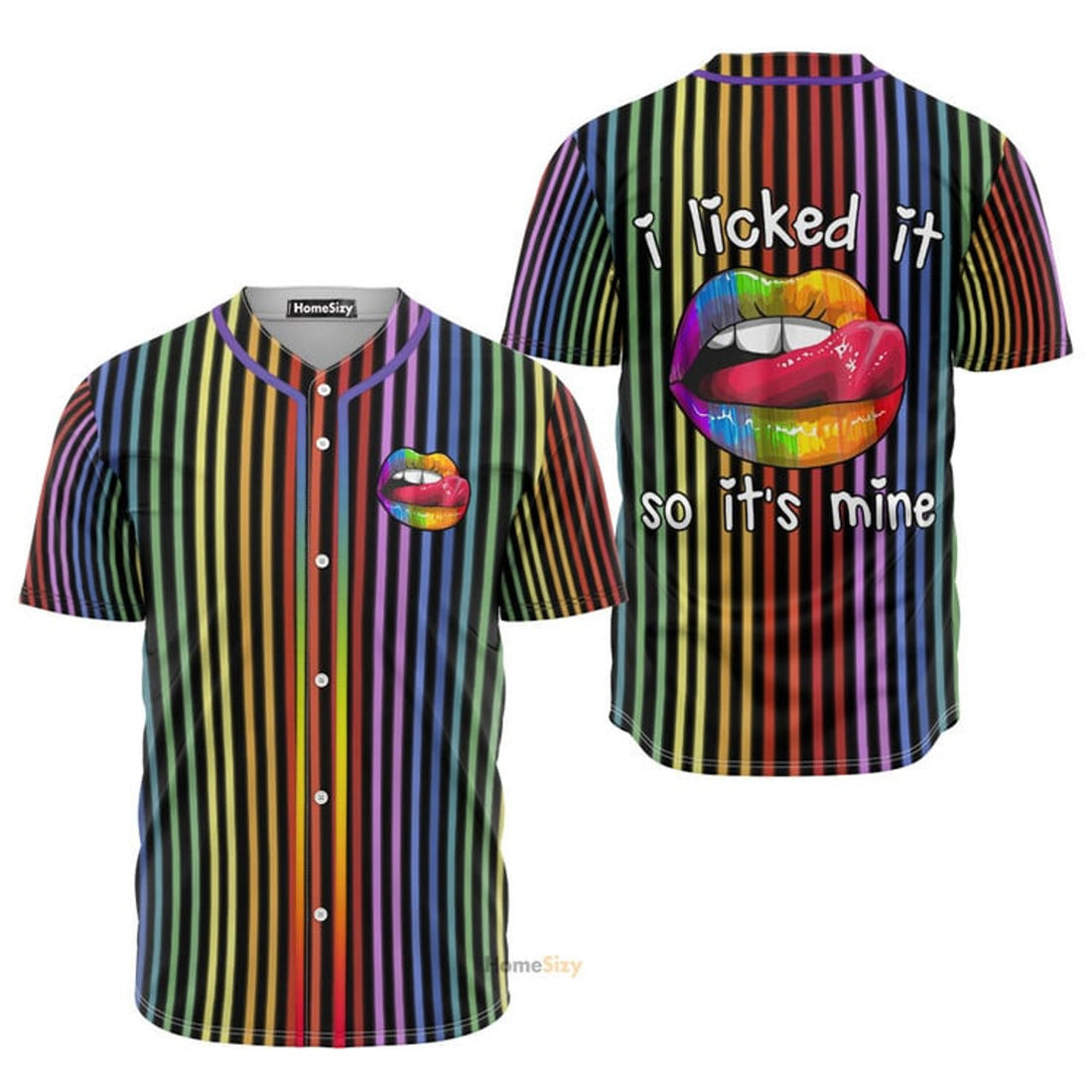 LGBT Pride Lips Vertical Rainbow Baseball Jersey S-5XL