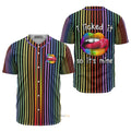LGBT Pride Lips Vertical Rainbow Baseball Jersey S-5XL