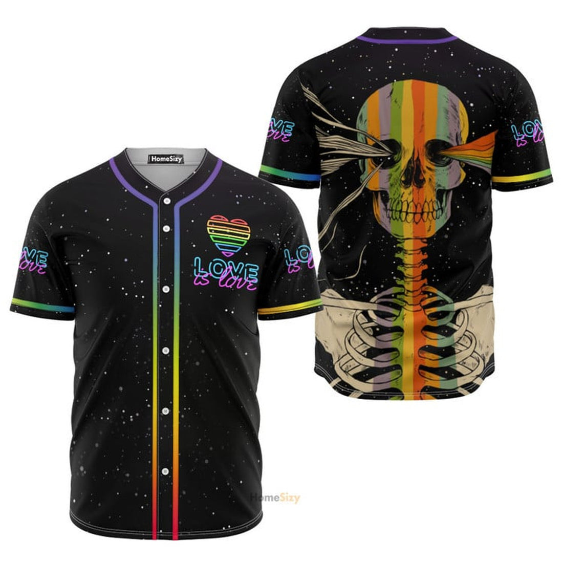 Skull LGBT Love Is Love Baseball Jersey S-5XL